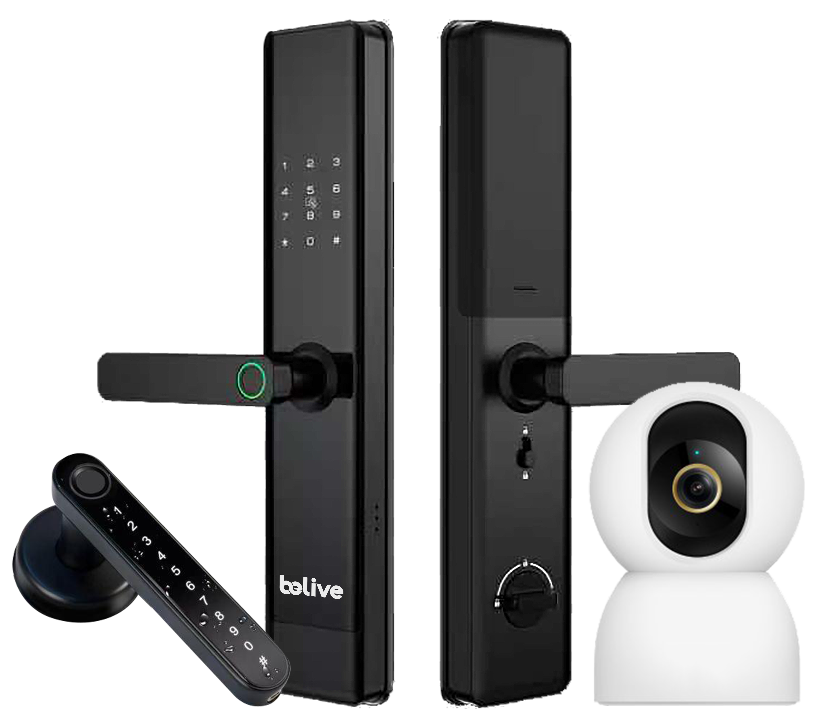 IoT smart lock on the main door and bedroom door, plus CCTV in the common area